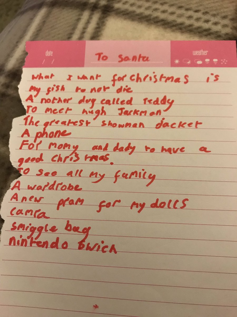 LisaJGuy2812's tweet image. @RealHughJackman   Ruby’s Christmas list...to meet Hugh Jackman and a wardrobe 😂😂😂 #GreatestShowman