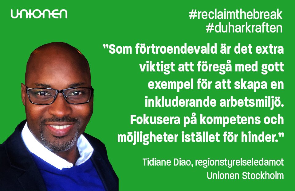Arbetsmiljöveckan fortsätter och idag skickar Tidiane Diao ledamot i Unionen Stockholms regionstyrelse och anställd på <a href="/reumatiker/">Greiderentusiast</a> en hälsning. Se kompetensen så kan du som som arbetsgivare bidra till en inkluderande arbetsplats och arbetsmiljö #duharkraften