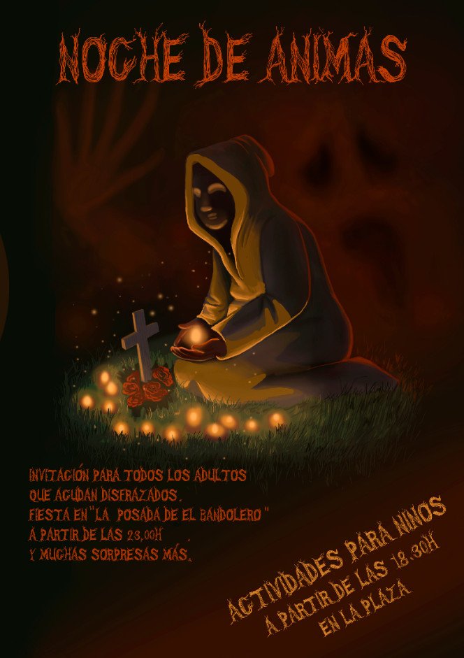 Miércoles 31 de Octubre, anímate a participar en la "noche de ánimas"  con actividades para niños durante la tarde a partir de las 18:30 en la  plaza y fin de fiesta en la posada del bandolero a las 23:00 (invitación  para todos los adultos que acudan disfrazados :) )