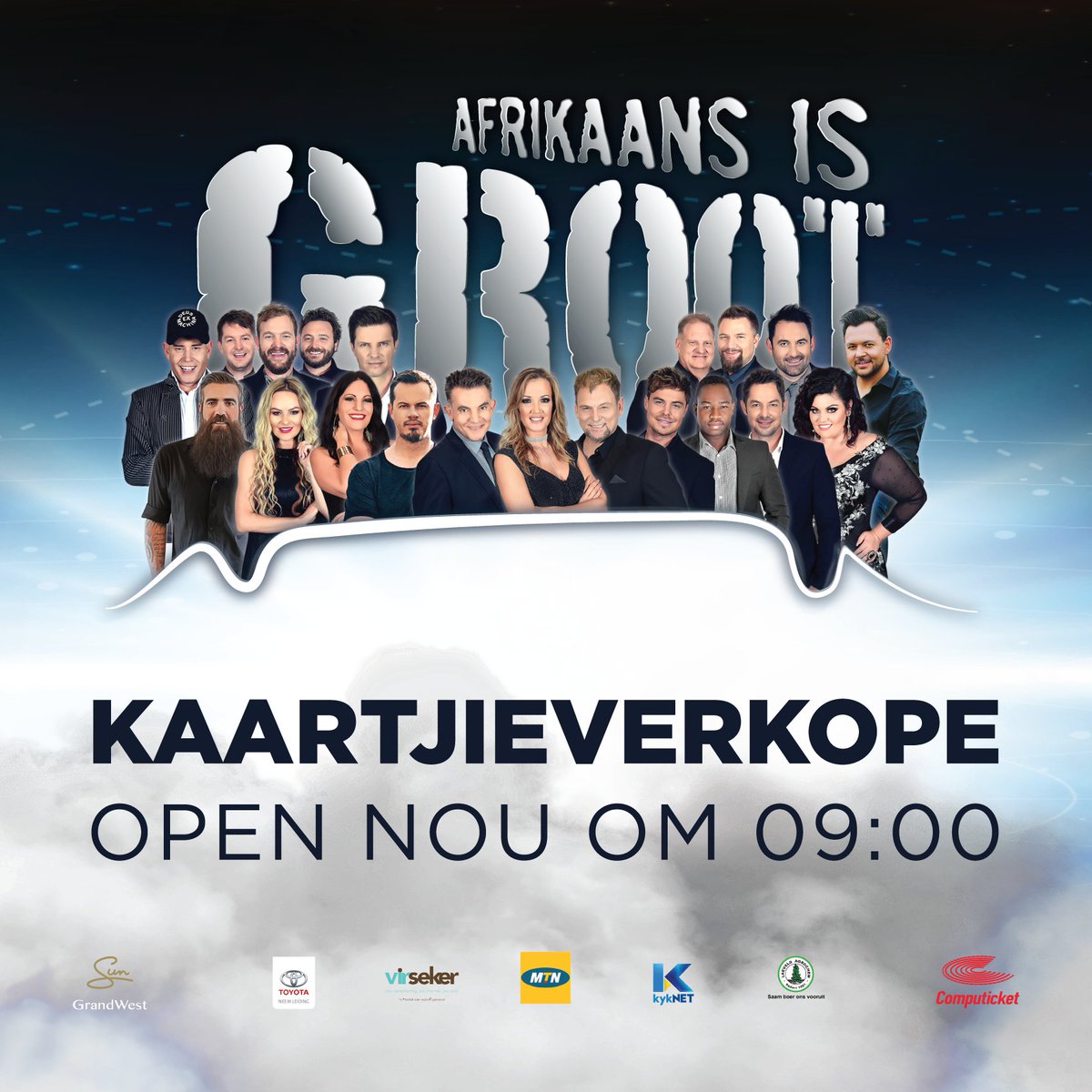 KAAPSTAD NEEM KENNIS!
Is julle reg vir Afrikaans is Groot? Kaartjieverkope open nou om 09:00! Slegs beskikbaar by <a href="/Computicket/">Computicket</a>. Maak seker julle mis dit nie, want dit gaan nóg GROTER wees! Klik hier om te bespreek: bit.ly/AiGKaap_19.
