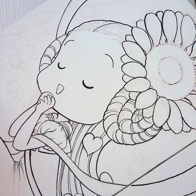 陽環がほぼ終了したので菊花の主線を描く描くφ(..)
まずは手前の扇から。
#日輪天女 #菊花天女 #四季花天女 #はまだの天女たち 