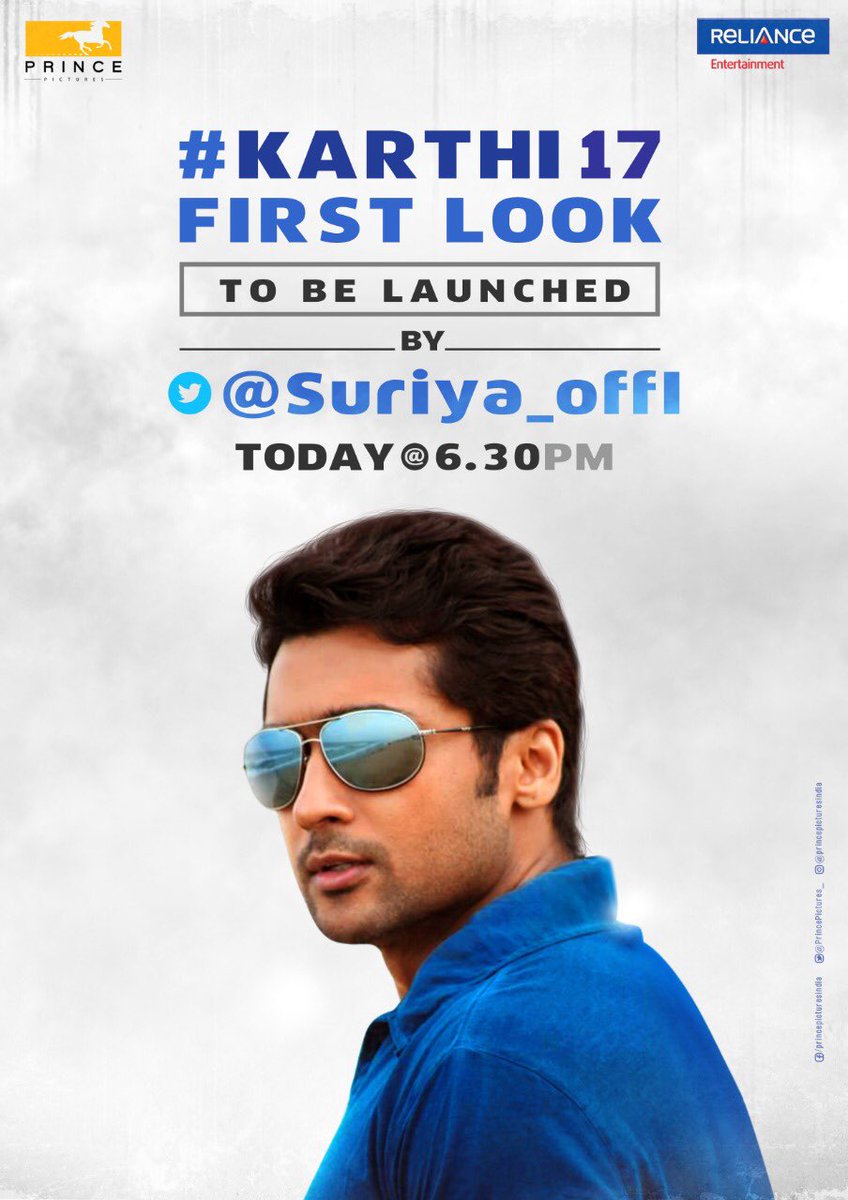 baraju_SuperHit's tweet image. The Most Handsome actor @Suriya_offl will be launching #Karthi17 first look today at 6:30 PM

@Karthi_Offl @Rakulpreet @prakashraaj @meramyakrishnan @RajathDir @lakku76 @Jharrisjayaraj @PrincePictures_ @LightHouseMMLLP @RelianceEnt @TagoreMadhu #K17 

#Karthi17FirstLook