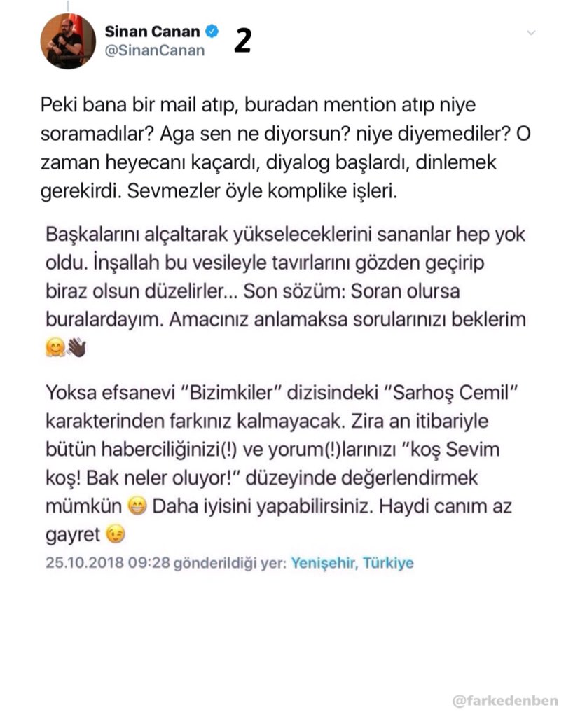 farkedenben's tweet photo. @SinanCanan #SoruSoramamak #YüksekGörünmek #Alçaltmak #Diyologsuzluk #Dinlememek #Anlamamak #ArkadanVurmak #GözGözeGelememek #KarşılıklıKonuşamamak #SinanCanan https://t.co/6e8lpO6GxJ