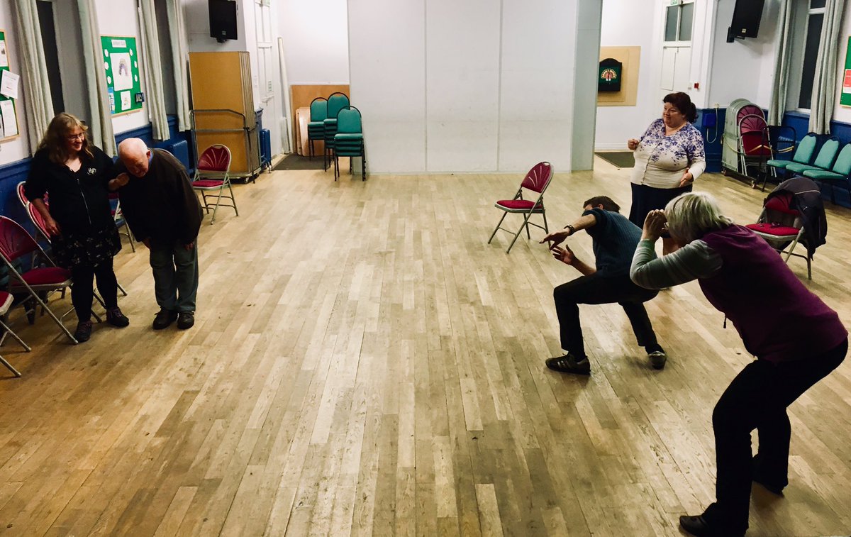 Fall_into_Place's tweet photo. It’s great when the people in your drama group are as bonkers as you 😂 Here is a scene of a horse about to be hit by a skimming stone - don’t ask! @interactleeds #drama #playmore #adultdrama #fun #devising #stories https://t.co/xyJcrOVfHE