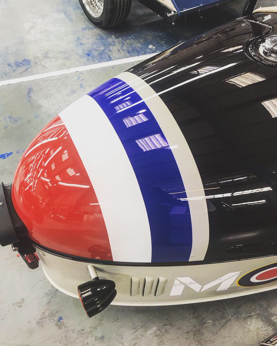 morganmotor's tweet photo. Another bespoke Morgan 3 Wheeler on its way through production, inspired by a WW1 plane livery. This car will reside in the USA #Morgan #InsideMorgan #bespoke #craftsmanship #British https://t.co/227JbrSaMN