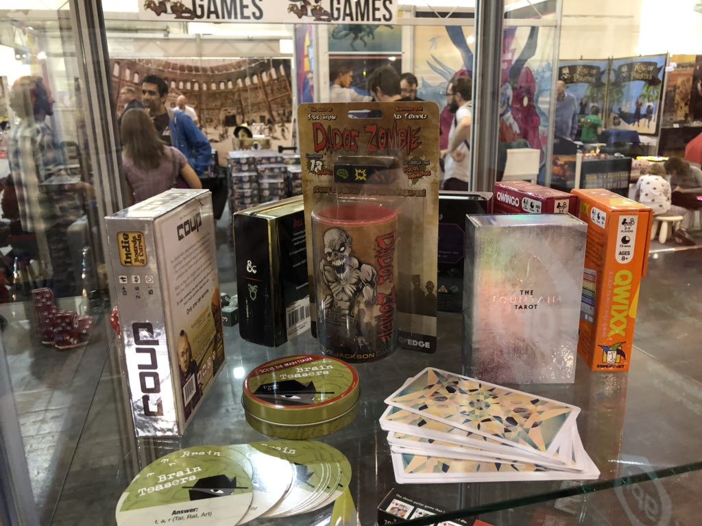 SJGames's tweet photo. A few of our games at the @madebygpi Essen booth. -PR https://t.co/xNBsiXuZ9s