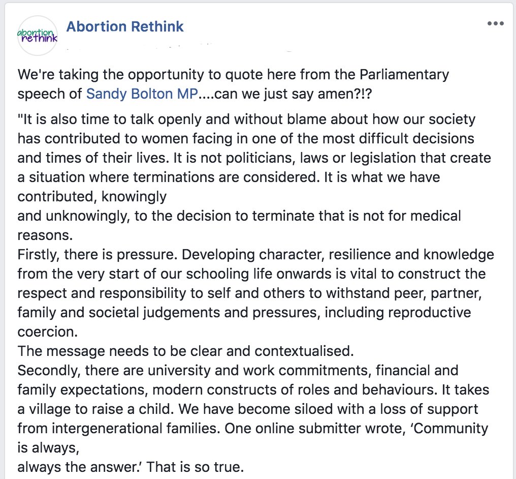 AbortionRethink's tweet photo. Exactly the question that #AbortionRethink is here to ask. Our deepest appreciation to Sandy Bolton for saying what we've all been thinking all along....see full quote below. #womendeservebetter #qldpol https://t.co/X7T8jgI7mB