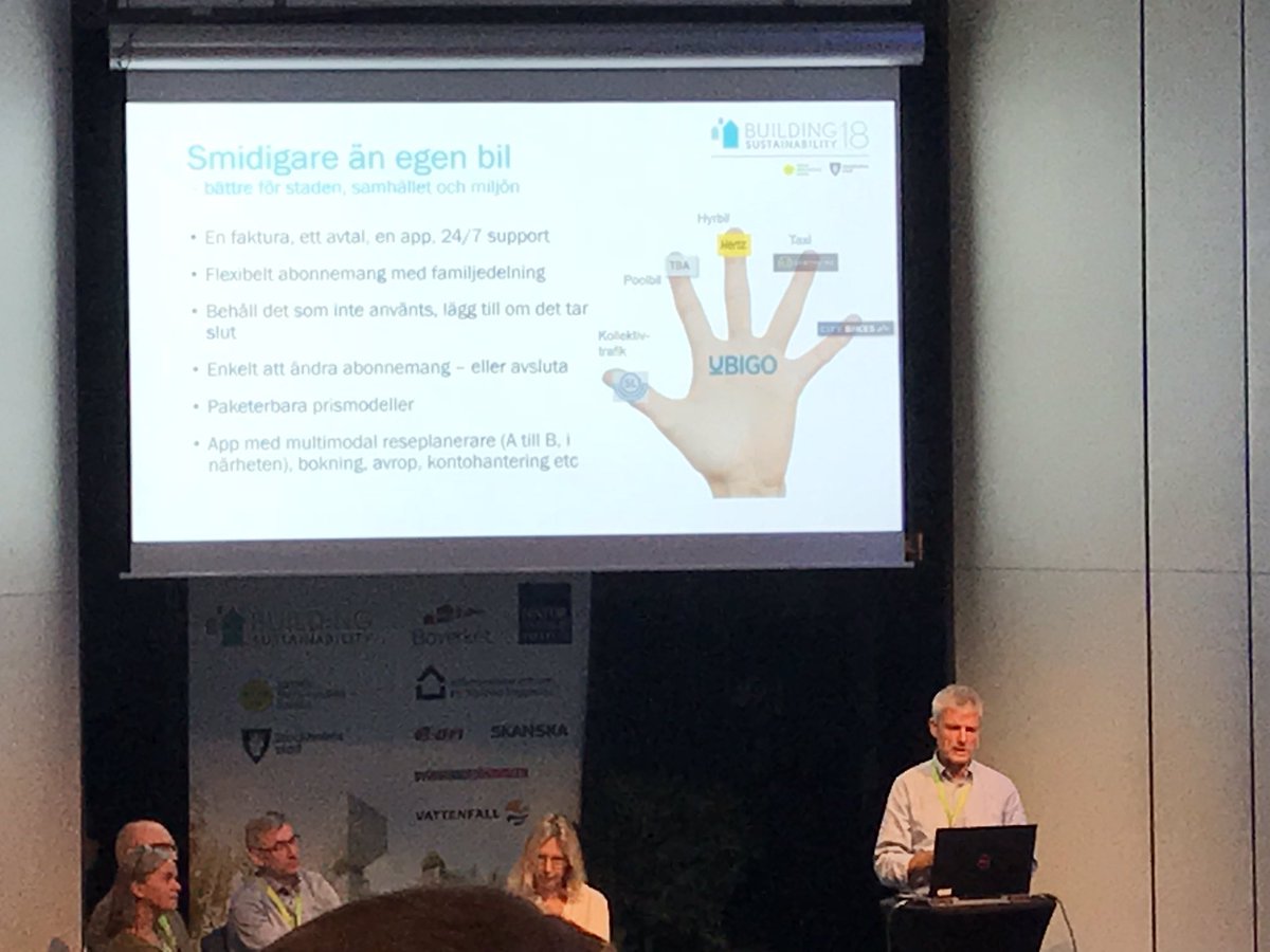 <a href="/HansArby/">Hans Arby</a> presenterar #Ubigo och ställer två frågor: ”Hur många äger eller har tillgång till bil?” (De flesta i rummet). ”Hur många av er VILL ha bil?” (Några få). Något har blivit fel i samhällsbyggandet när vi tvingar folk att köra bil mot sin vilja... #BuildSust18