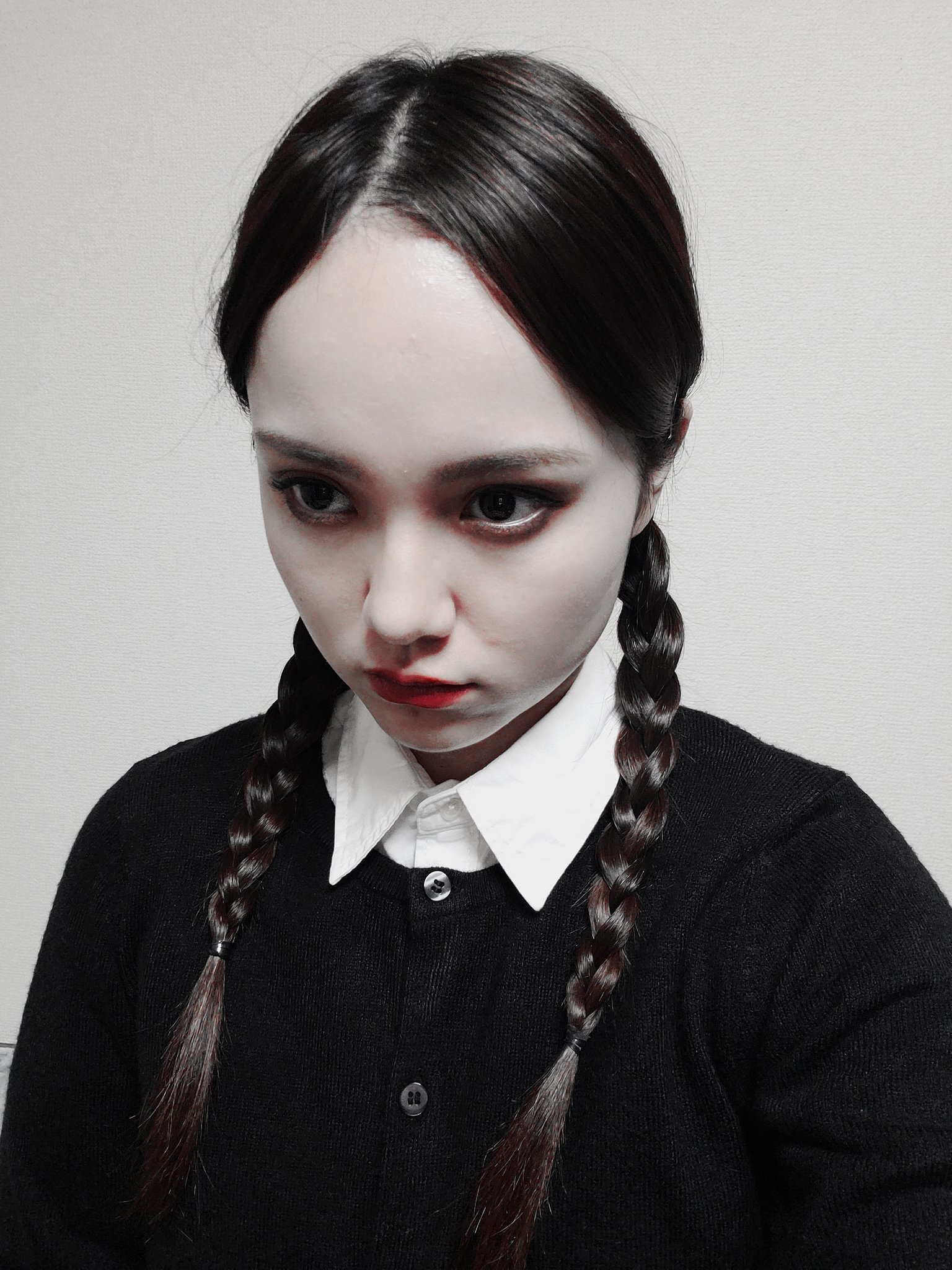 柚木 渚 on Twitter &quot;インスタにも載せたけど、アダムスファミリーのウェンズデー風メイクせっかくだからこっちにも載せとこ〜🙃 柚木