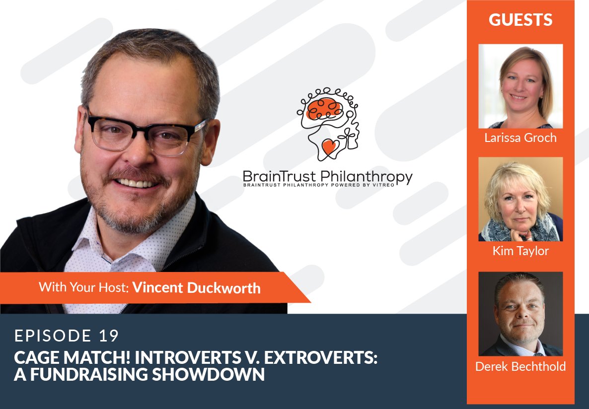 Episode 19 featuring Larissa Groch, <a href="/KimTaylor55/">Kim Taylor</a>, and @derekbechthold is now LIVE on our website, <a href="/iTunes/">iTunes</a> and <a href="/GooglePlay/">Google Play</a>. Our topic was: #Introvert or #extrovert? Who makes a better #fundraiser? Listen &amp; subscribe at vitreogroup.ca/podcast/episod…
