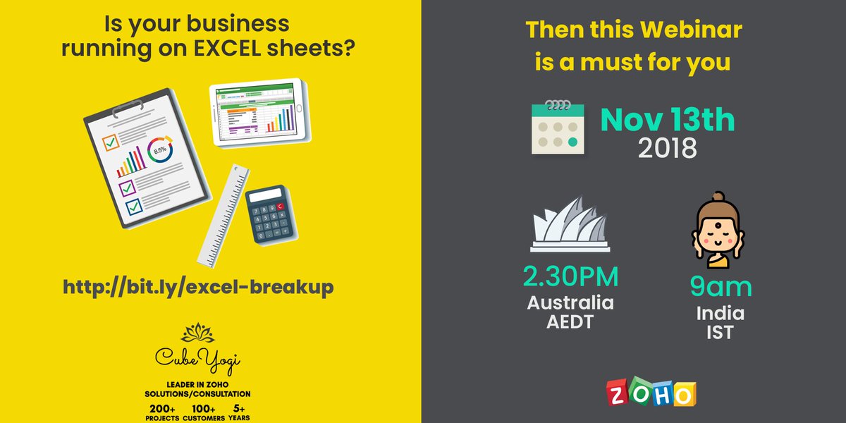 cubeyogi's tweet photo. @zohocreator Is your #business running on #Excel 💻 ? Then don't miss this #webinar 🧐
Register today 🔗 https://t.co/oVRG8FUWJc
#smallbusiness #Salesforce #Sales #marketing #airtable #MicrosoftEdu #BreakUpWithExcel #ZohoCreator #zoho #Hubspot #entrepreneur #HRSummitAU https://t.co/TuAwrIjh3j