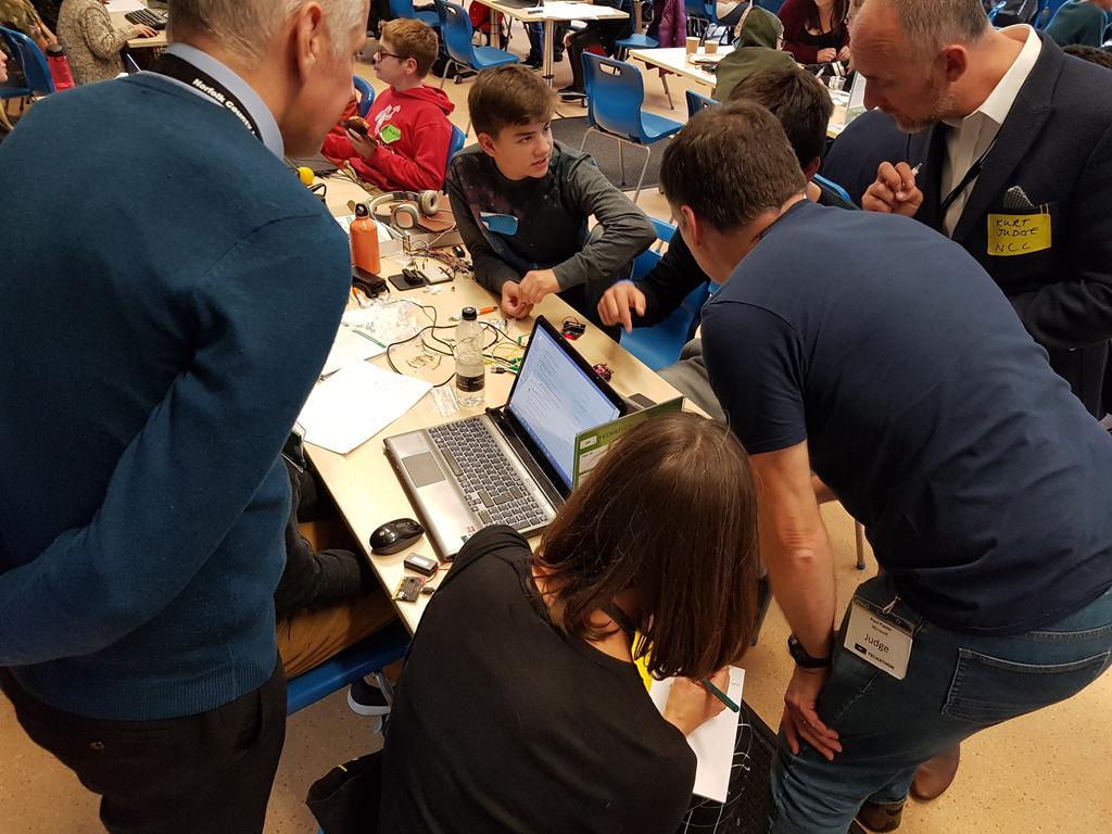 FANINFOTECH's tweet photo. Team Super Nova showing their work to the judges at @Step_into_Tech #techathon18 @NorwichSciFest https://t.co/Me3R2SUklN