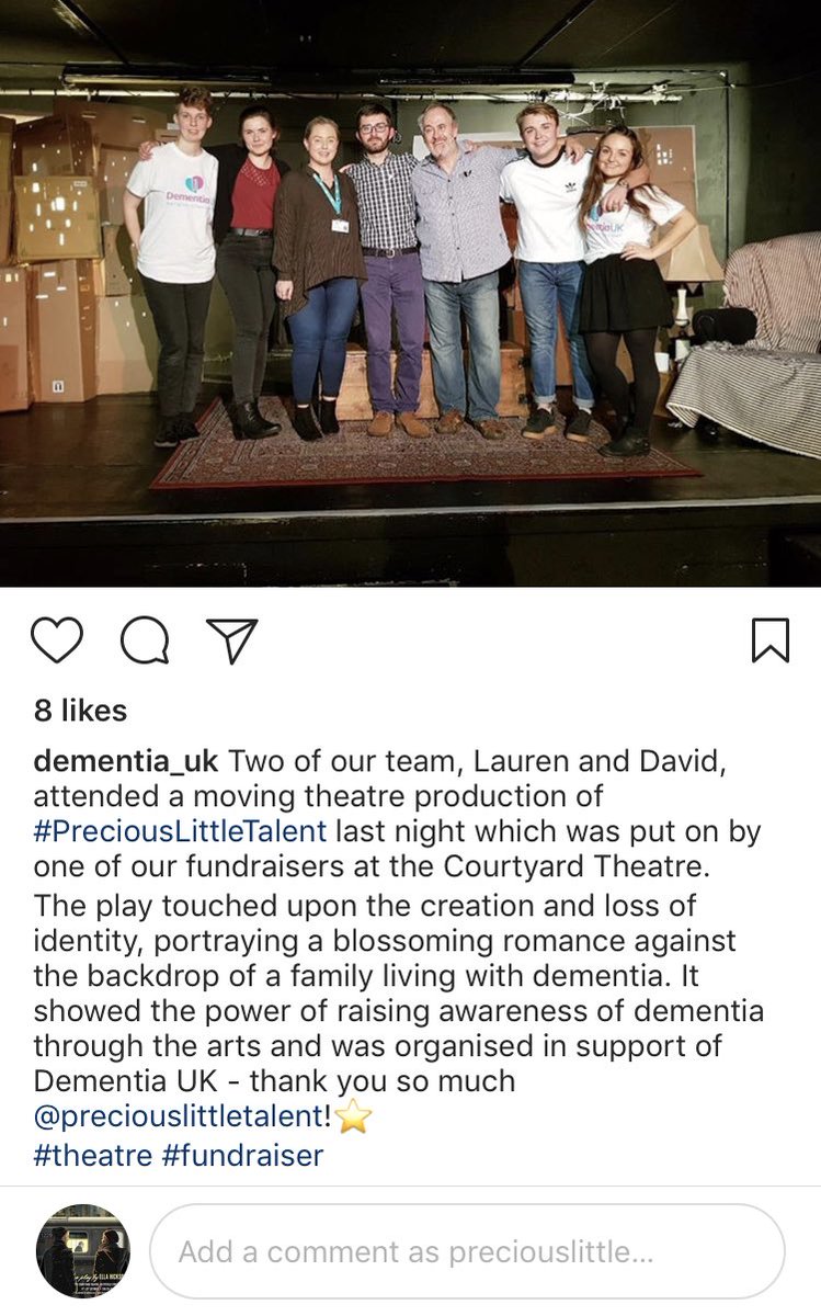 What an absolute TREAT to have the support of <a href="/DementiaUK/">Dementia UK</a> at last night’s performance! Thank you for braving the spotlight to come on stage &amp; talk about the #admiralnurses &amp; the amazing work they do! Can’t wait to calculate how much money we have raised! 🦋🍾#ThursdayInspiration