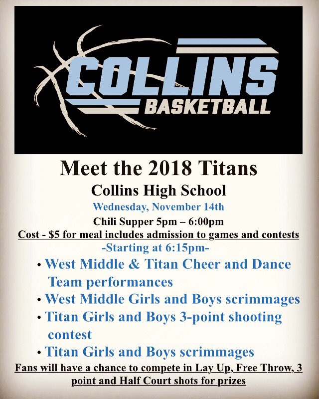 Fans - Mark your calendars!  Come out, enjoy a bowl of chili and Meet your Titans. 🏀