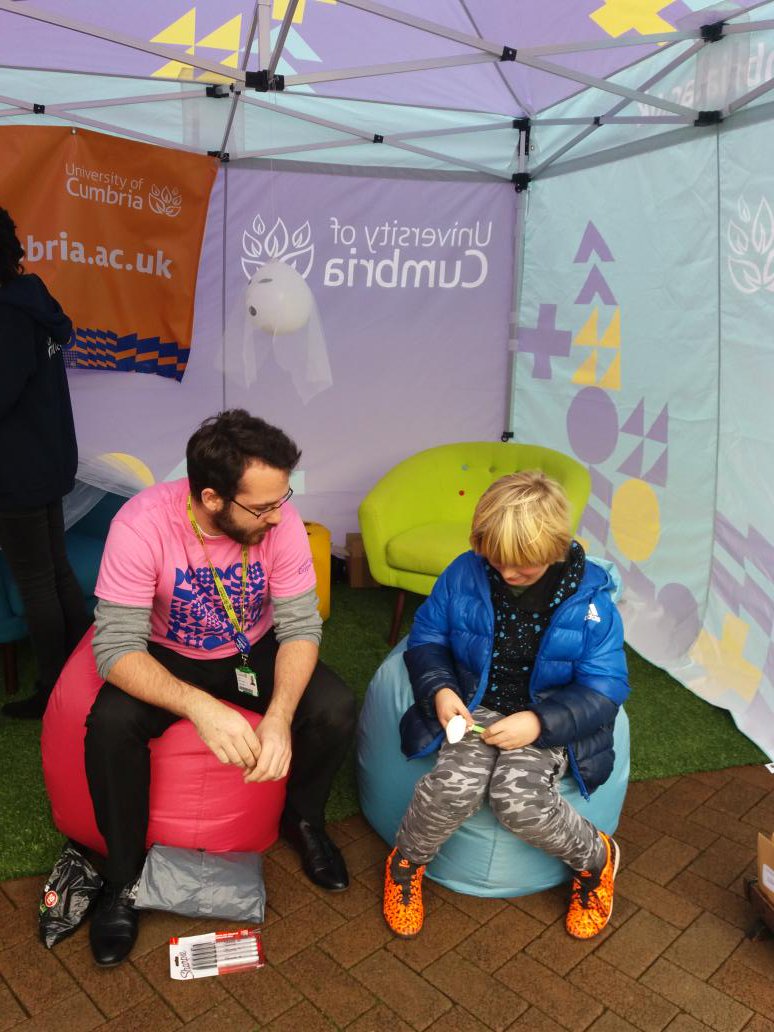 UoCCommunity's tweet photo. We are in Carlisle city centre all day today and tomorrow so come along and make some cool Halloween crafts! #halfterm #craft #outreach #university @CumbriaUni https://t.co/nsCuya5Boy