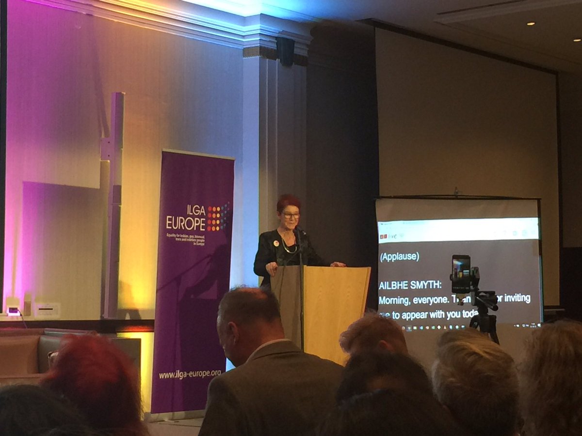 A fantastic opportunity to hear from Ailbhe Smith (@ailbhes) Co-Director of @Together4yes, the campaign to remove the Eighth Amendment of the Irish Constitution to legalise abortion in #Ireland, at the @ILGAEurope Conference. So moving and motivating! #LGBT #IEbrussels2018