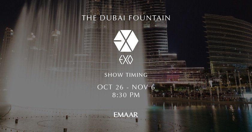 TheDubaiMall's tweet photo. Due to the immense love it received, "Power" by EXO is back every night at 8:30 pm at The Dubai Fountain, Visit us to enjoy the show until 6th of November @MyDowntownDubai #Emaar #TheDubaiMall https://t.co/s6TqgHjYIW