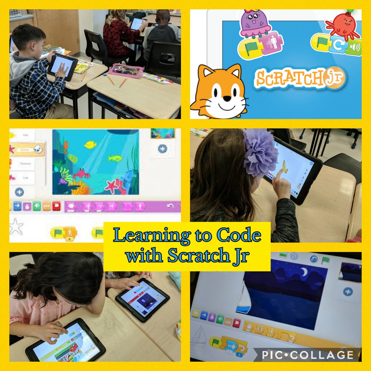 MsAniskoClutton's tweet photo. Learning to Code with Scratch Jr (app available on our iPads from the DP suite) #BernardSTEM https://t.co/KFzox2dogx