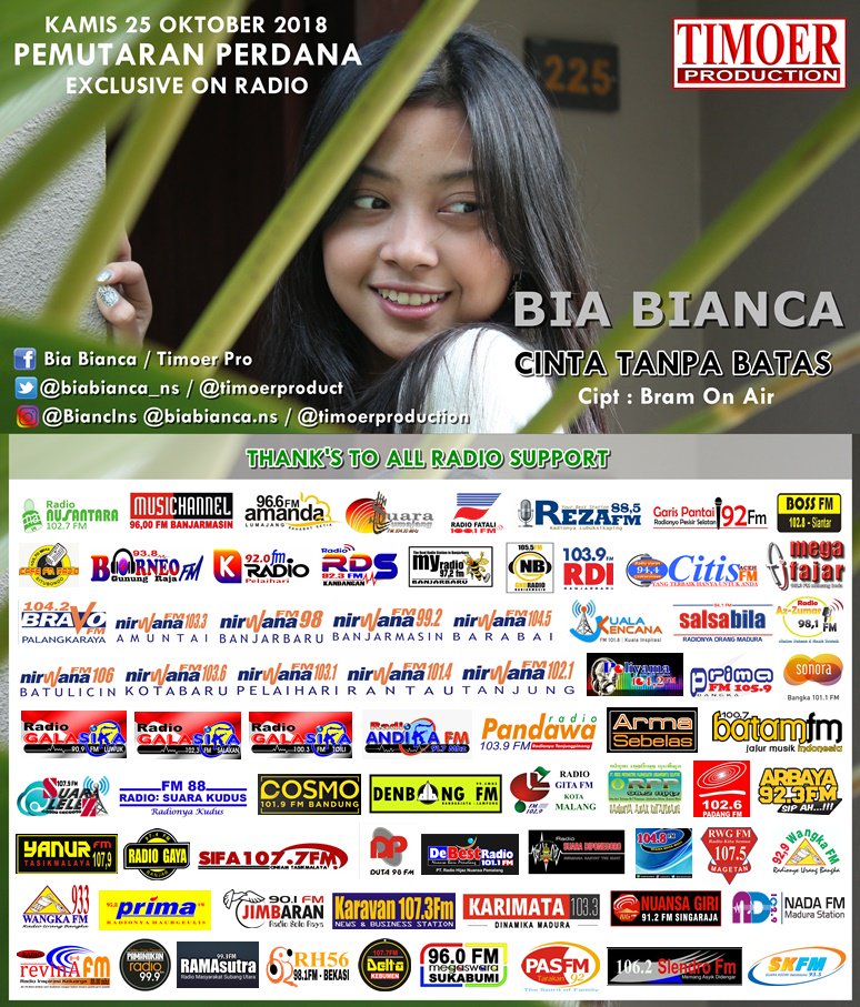 Pemutaran Serentak 2nd Single Bia Bianca - Cinta Tanpa Batas DEBEST PARAMUDA #BiaBiancaCintaTanpaBatas <a href="/biabianca_ns/">Bia bianca</a> MD <a href="/ARMANDARDIAN/">ARMAND ARDIAN</a>
