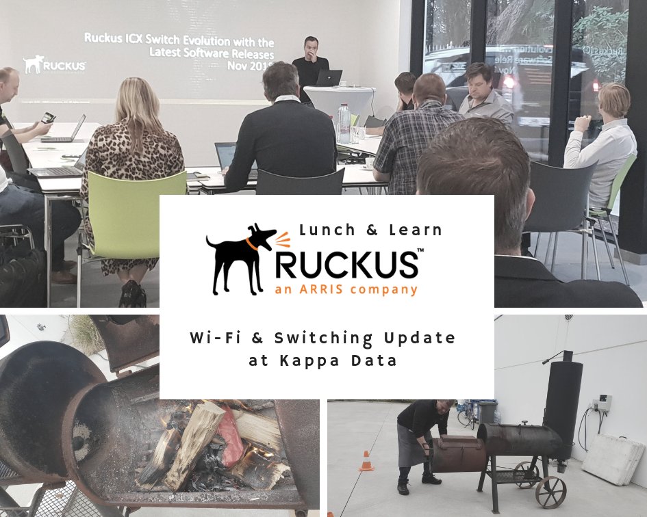 KappaData's tweet photo. We're kicking the cold weather with today's @Ruckus Lunch & Learn on Wi-Fi & Switching at #kappadata.
Great topics & delicious food on the Oklahoma Grill!
Contact us at sales@kappadata.be for questions or quotes! https://t.co/3VY2Mf6N8W
