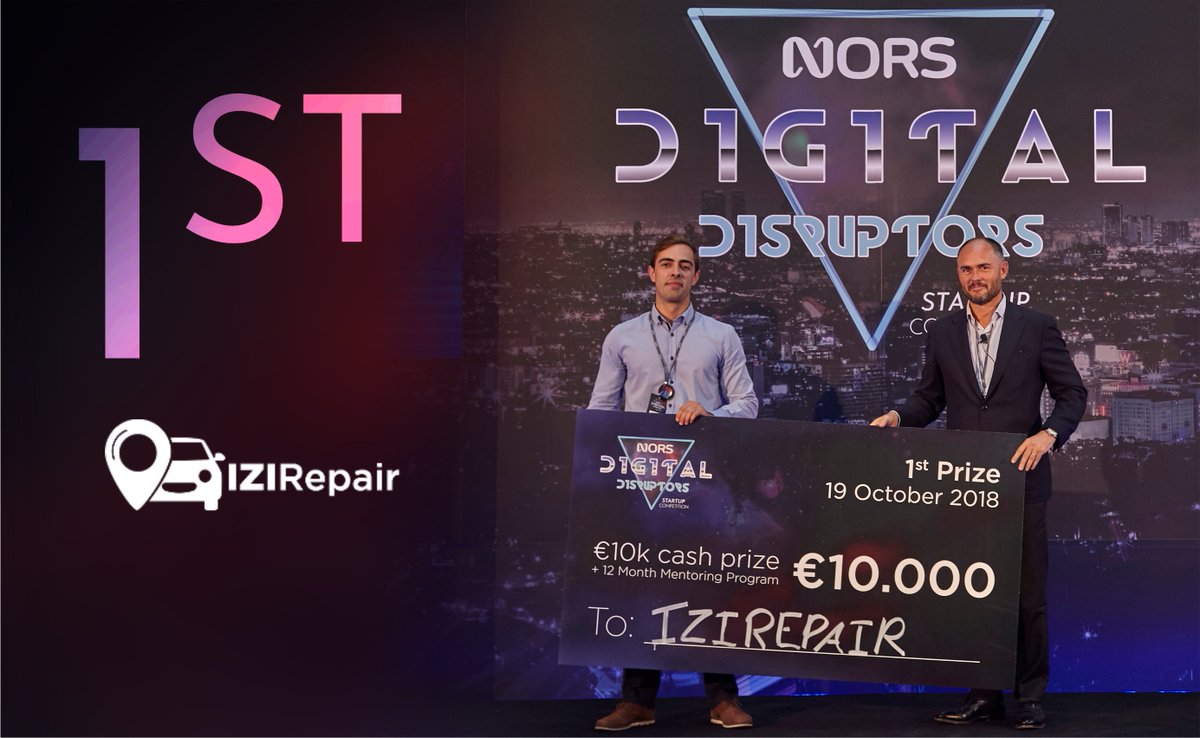 NORSDisruptors's tweet photo. The 1st edition of NORS Digital Disruptors powered by Nors had the pleasure to award @izirepair_pt with a €10K and a 12-month mentoring program!
#norsdisruptors #startupcompetition #innovation https://t.co/mrK4jzJqtC