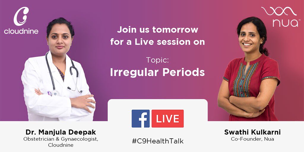 Reminder to join the live session tomorrow st @CloudnineCare #c9healthtalk #cloudnine #irregularperiods