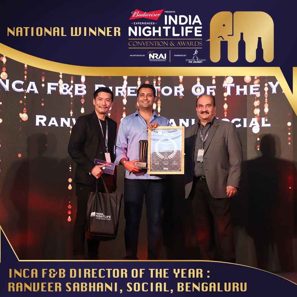 "A leader is one who knows the way, goes the way and shows the way. " And this #INCA2018 Winner did indeed do all that and much more. Presenting INCA F&amp;B Director of The Year National Winner - Ranveer Sabhani, Social - Bengaluru.
#INCAAwards #NightToRemember