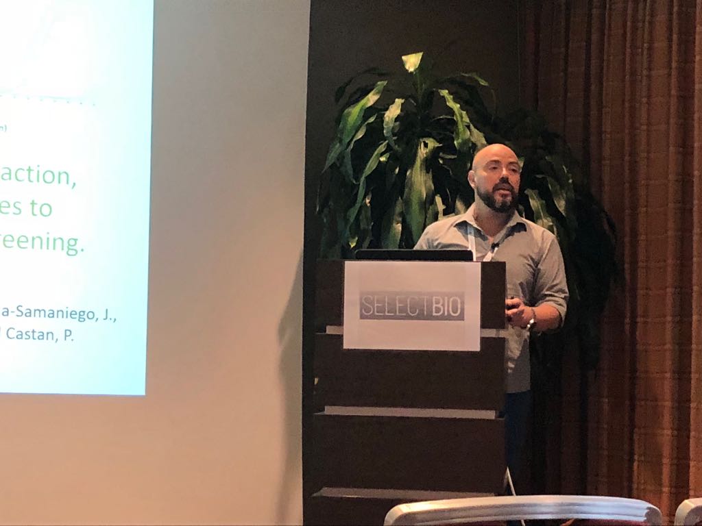 arcisbio's tweet photo. Dr Pablo Castan presenting MicroRNA Based Liquid Biopsy: New Extraction, Preservation and Detection Technologies to Generate miRNA Signatures for Cancer Screening at @SelectBio Exosomes and Liquid Biopsies earlier. Come check out our stand to find out more about #simplesampleprep https://t.co/NtSMcQGToY