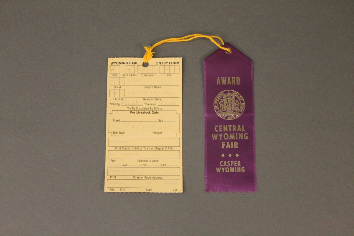 A purple award from a fair.