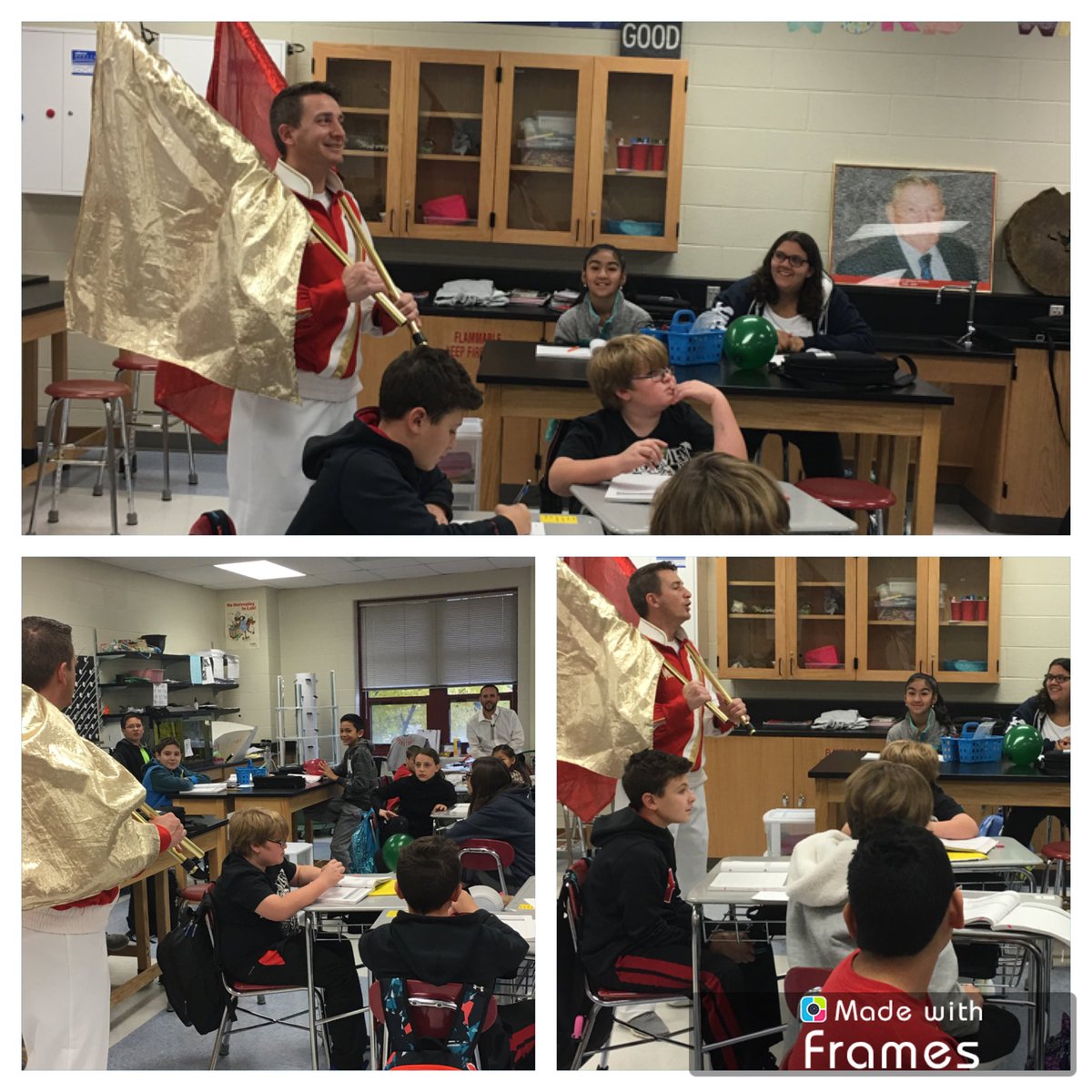 Mr. Gage popped into classrooms this morning to remind <a href="/JJLFlames/">John J. Lukancic MS</a> students &amp; staff - WE ACCEPT challenges- WE HAVE GRIT- WE CELEBRATE SUCCESS-   WE ARE THE FLAMES 🔥