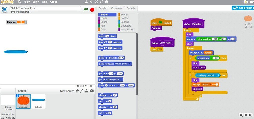 rudytoot1's tweet image. Coding a “Catch The Pumpkins” Game! #Codebreaker brianaspinall.com/coding-a-catch… #kidscoding #codingactivities #edtech