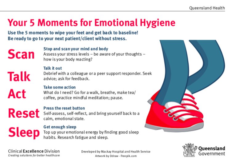 Mackay Hospital is giving the same priority to Staff Wellness as Hand Hygiene - from North QLD, I give you the '5 moments of Emotional Hygiene'!