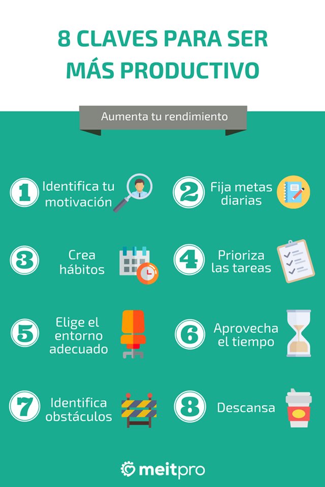 meitpro's tweet photo. ➡️ Ahí van 8 claves para ser más productivo

 📝 Lee el articulo aquí: https://t.co/BARpeVd6vz https://t.co/xFppIbeqAg