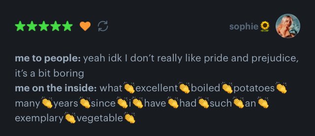 stationelevn's tweet photo. the reviews for pride and prejudice (2005) speak volumes https://t.co/38eloD4NaI