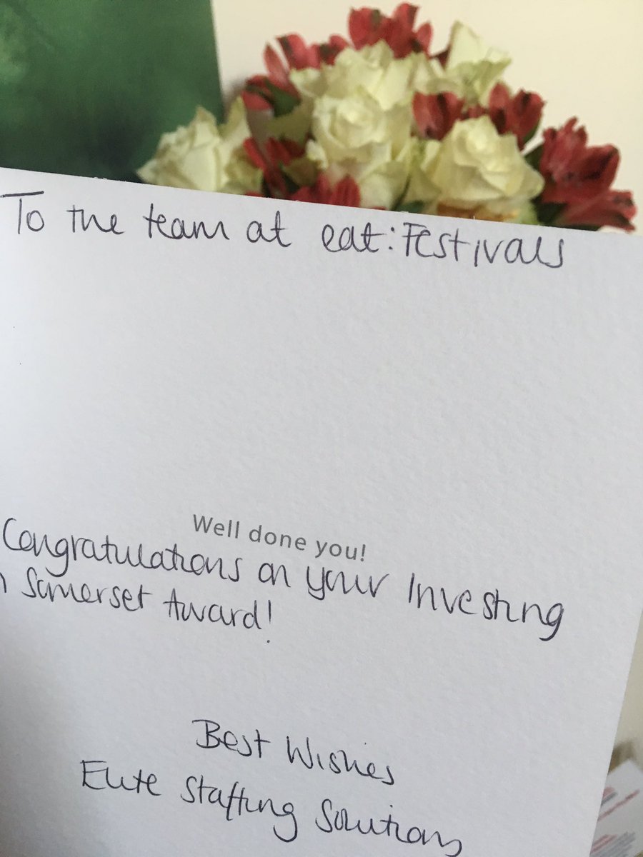 EatFestivals's tweet image. How lovely of @jointheelite to send us a cheery card for our #SBA2018 Investing In Somerset award. Maybe they’ll join the #eatfestivalsfamily.