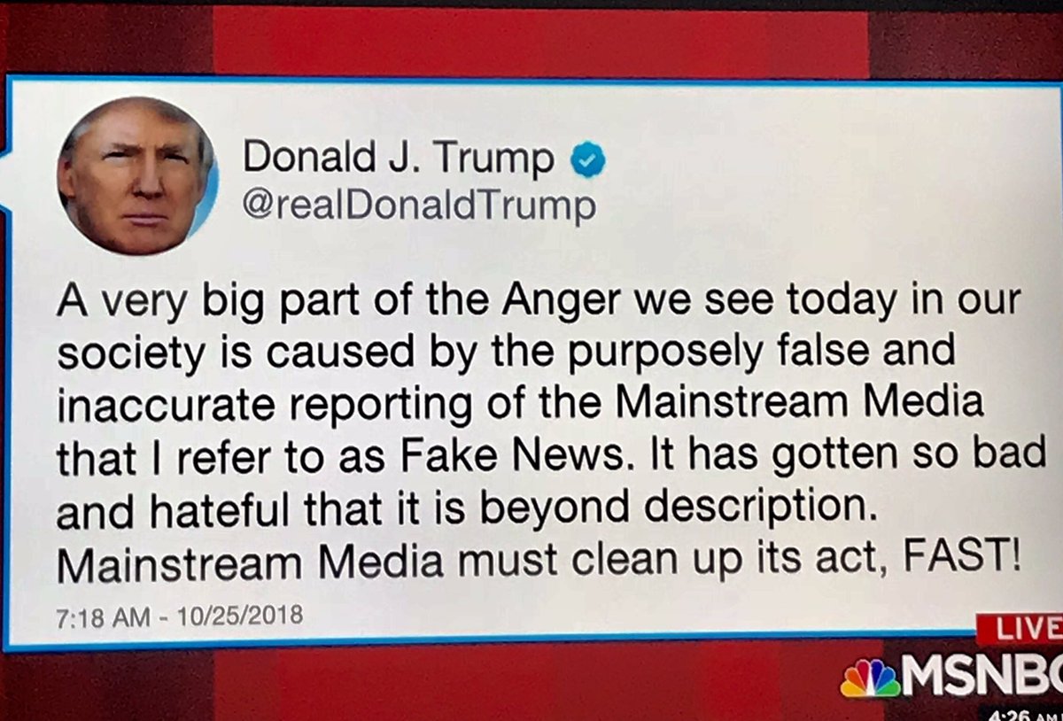 At 7:18am this morning, just 30minutes after the news broke of the bomb at Robert De Niro’s offices, u tweeted your latest threat to the media, blaming them for bringing this terrorism on themselves. You are sick. But don’t worry. A cure for your vile behavior is coming in 12days