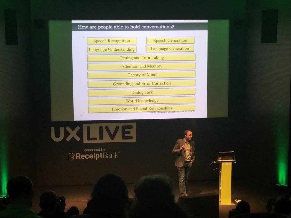 Interesting talk on conversational design by David Attwater #uxlive