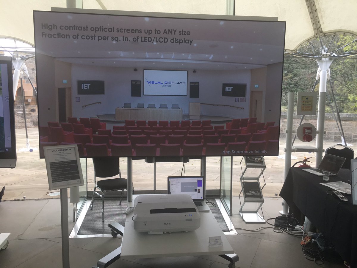 Visual_Displays's tweet image. Fantastic turnout at @AVMI Tech Showcase in sunny(ish) Edinburgh! Come and say hi and see our VDL Laser Display featuring @dnp_denmark 100” ambient light rejecting #opticalscreen and @Epson short throw #laserprojector - ideal for meeting rooms, education etc. #AVTweeps