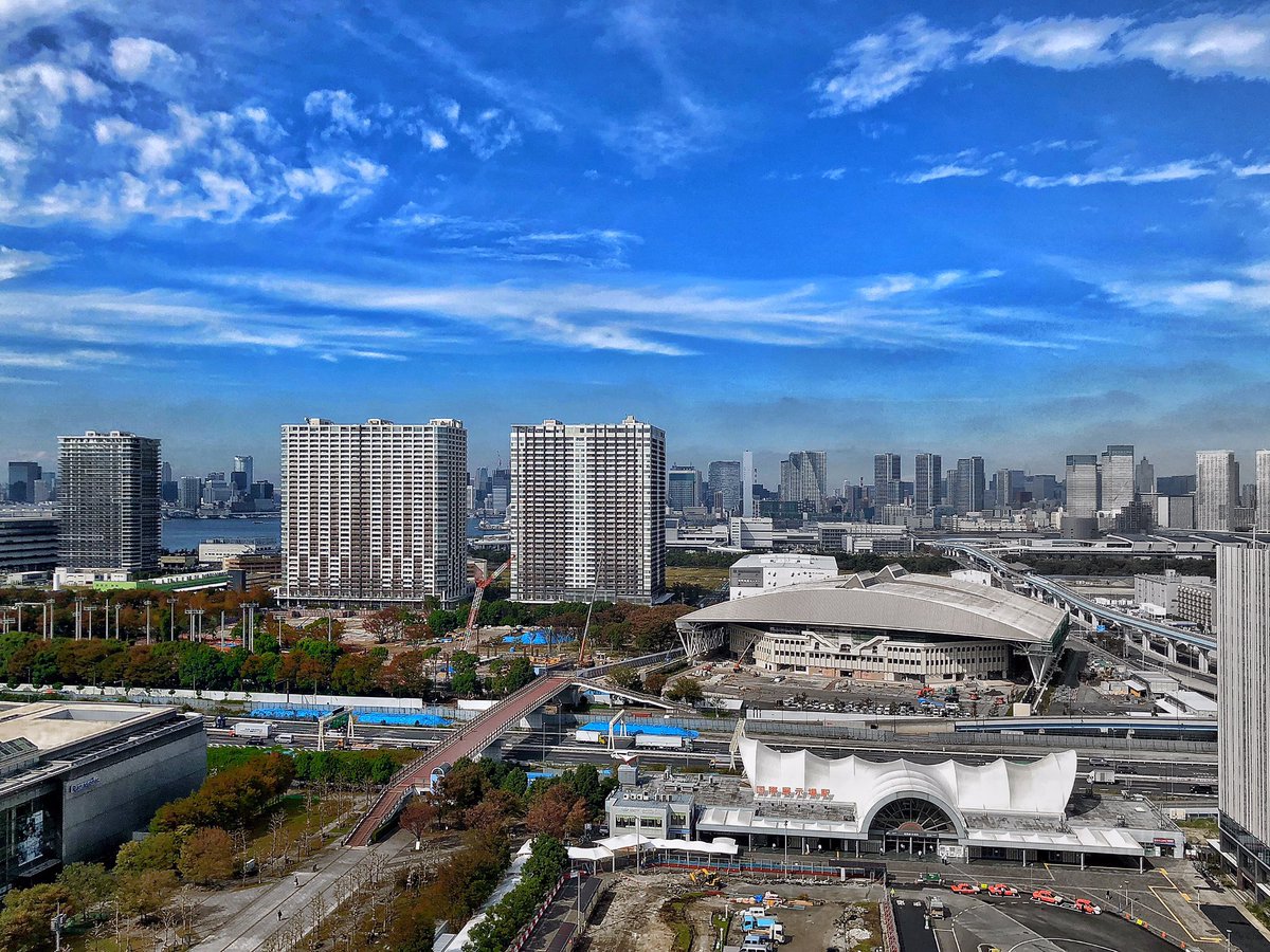 湾岸暮らしの独り言 No Twitter 有明地区 国際展示場駅前広場改修工事中 ロータリーと歩道部の屋根工事 東京オリンピック 有明テニスの森公園 有明コロシアム 工事中