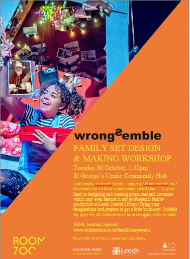 There is still time to book a place on this exciting event next week. Have a go at prop and set making for a Theatre performance. Suitable for families, all welcome.
