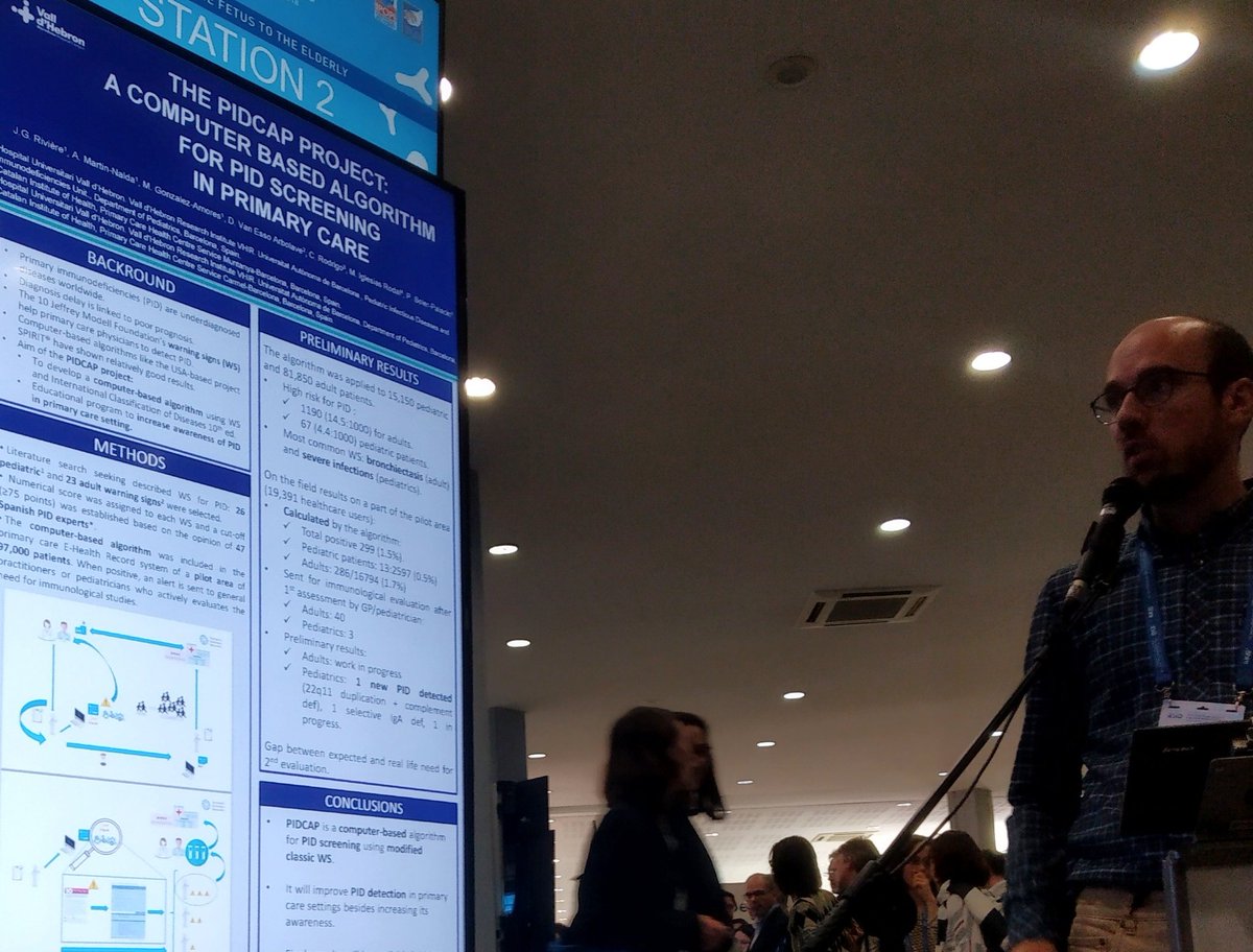 bcnpidfound's tweet photo. Dr. Jacques Rivière from @vallhebron presenting an e-poster about "The #PIDCAP project. A computer-based algorithm for #PID screening in primary care" at the #ESID2018 meeting in #Lisbon
@ESIDsociety @Info4PI @ipopi_info @INGID_Tweets https://t.co/XLXzfD7ZX8