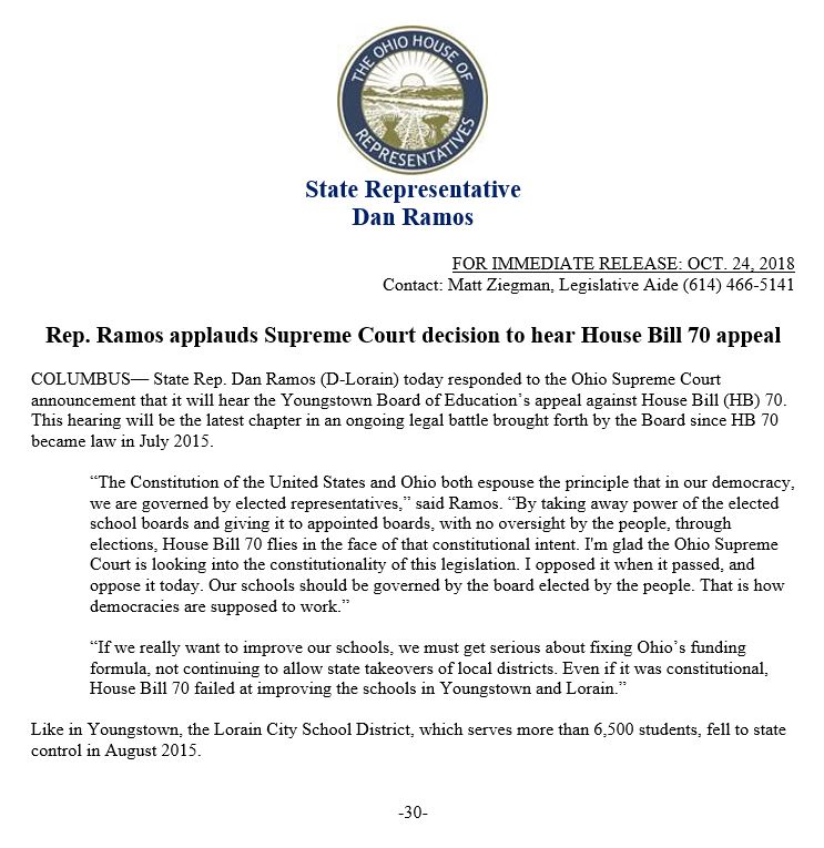StateRepRamos's tweet photo. See my statement of support for the Ohio Supreme Court's decision to hear a case that could help limit state overreach and interference in local school matters: https://t.co/IdqBeQx3GN