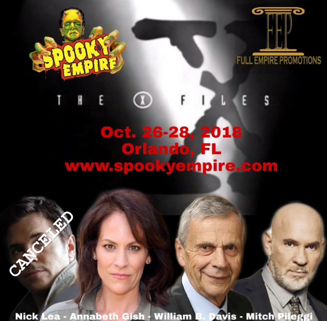 If you’re going to @SpookyEmpire this weekend, make sure you meet @annabethgish , #WilliamBDavis , & #MitchPileggi ! 👋🏼👽👹☠️👺👻 #XFiles #AgentReyes #CSM #AgentSkinner #SOA #Continuum #HautingOfHillHouse #Supernatural #StargateAtlantis #FullEmpirePromotions #SpookyEmpire