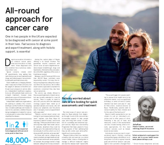 With one in two UK citizens expected to be diagnosed with cancer at some point in their lives, a complete approach to care is needed. bit.ly/2PWlBIC 

With <a href="/BupaUK/">Bupa UK</a> in today's Times.

<a href="/raconteur/">Raconteur</a> #Cancer