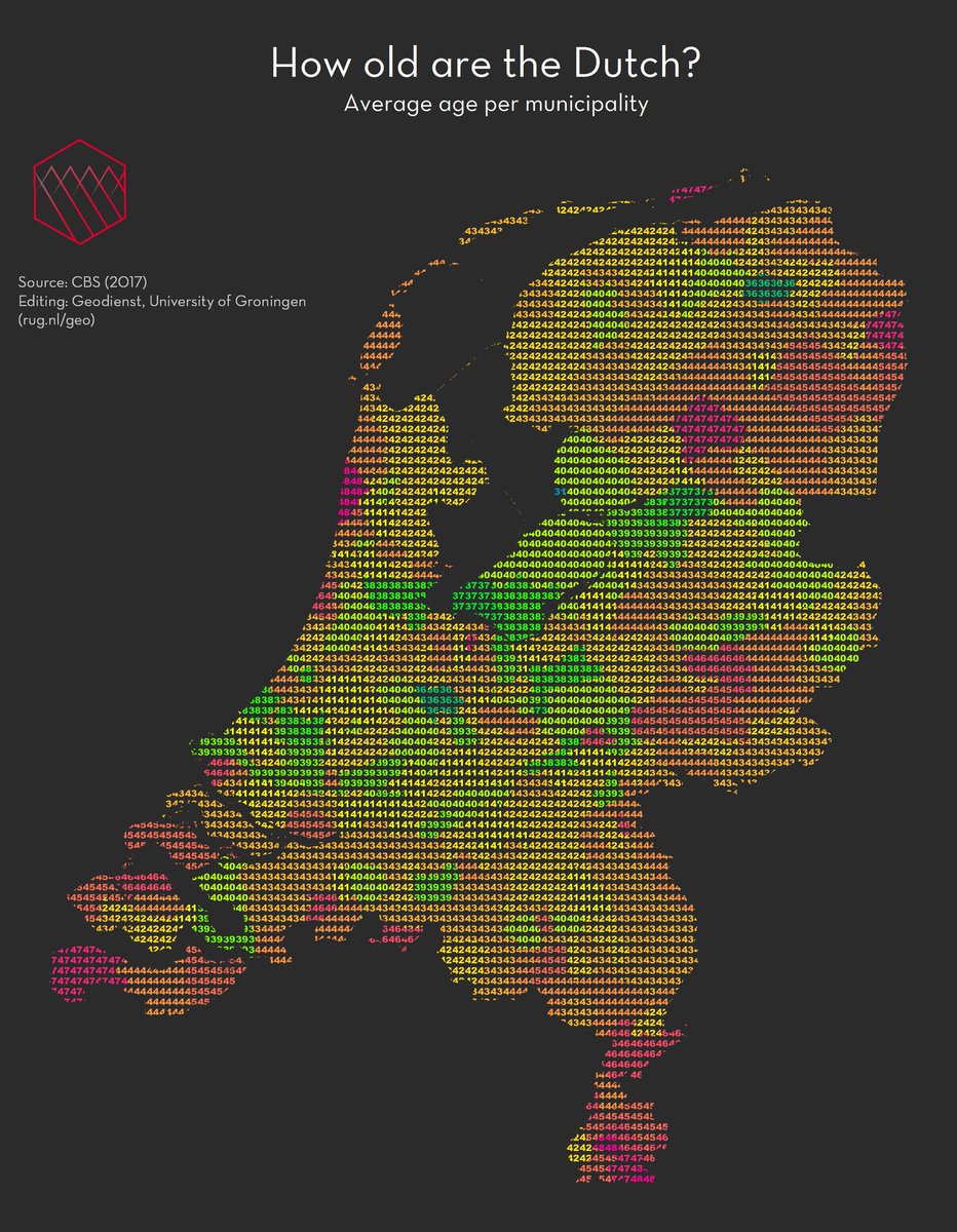 How old are the Dutch? Average age per municipality. Highres version: reddit.com/r/MapPorn/comm…