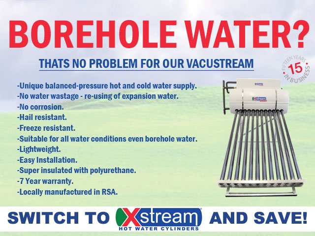 XstreamHWC's tweet image. Borehole water? No problem, Xstream has the solution.

#XSTREAMGEYSERS
#NOCORROSION
#TOTALRELIABILITY
#SOLARGEYSER
#GOSOLAR

Contact us on 021 872 0900 or visit our website xstream.co.za for more information.