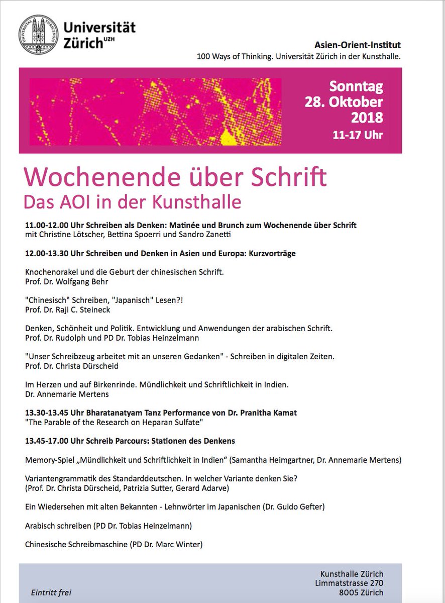 Milena Guthoerl A Twitter 100 Ways Of Thinking Wochenende Uber Schrift Das Asien Orient Institut Der Universitat Zurich In Der Kunsthalle Sonntag 28 Okt 18 11 17h T Co 5h03lj5oqo