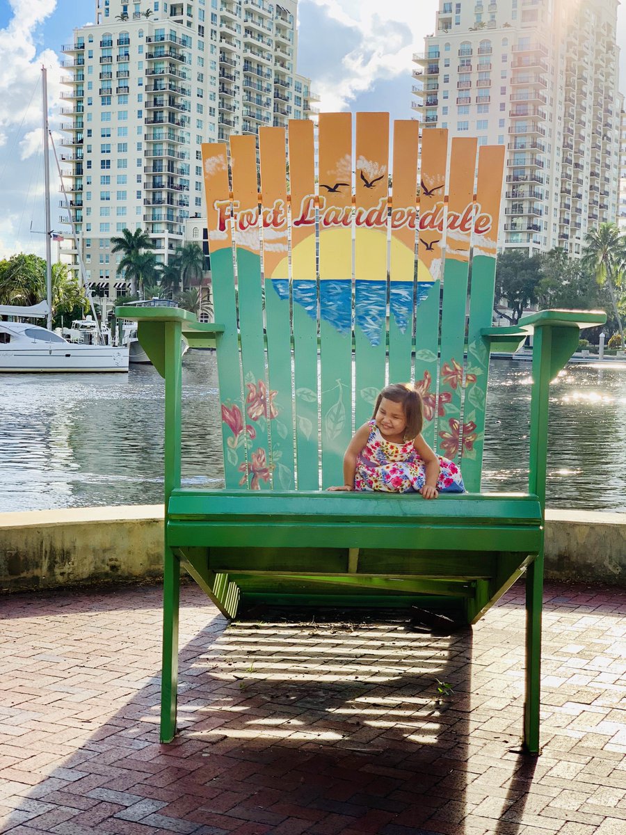 Giant chair, tiny toddler. We checked out #ftlauderdale and went to make a movie to the #museumofdiscoveryandscience. We are working on the movie now!