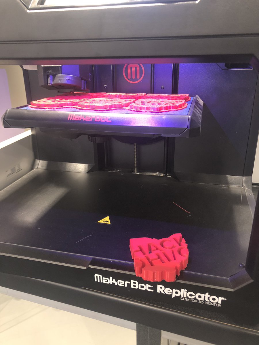 TechHubOSU's tweet photo. Our 3-D printers have been busy preparing for @hackohio this weekend! #hackohio2018 https://t.co/g8l5iPZQpo