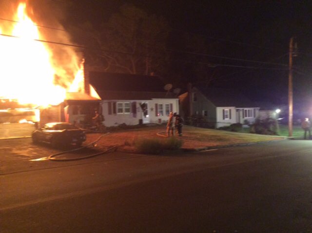 HazardvilleFD's tweet photo. On Tuesday evening around 22:30 fire crews were dispatched to Cloud St in the Hazardville District for a garage fire. Crews were able to contain the fire to the attached garage and breezeway. https://t.co/lObilaQjhK
